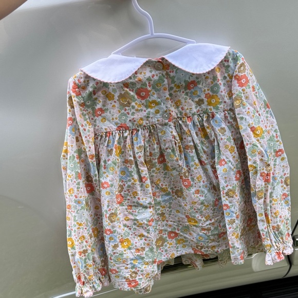 Shrimp & Grits Kids Floral Long Sleeve Smocked Top with Peter Pan Collar - Picture 5 of 5